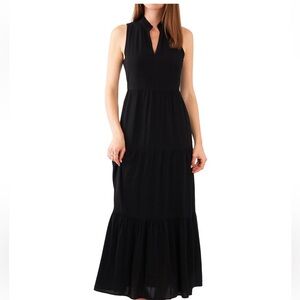 Vince Camuto Women's Split-Neck Sleeveless Maxi Dress BLK XL